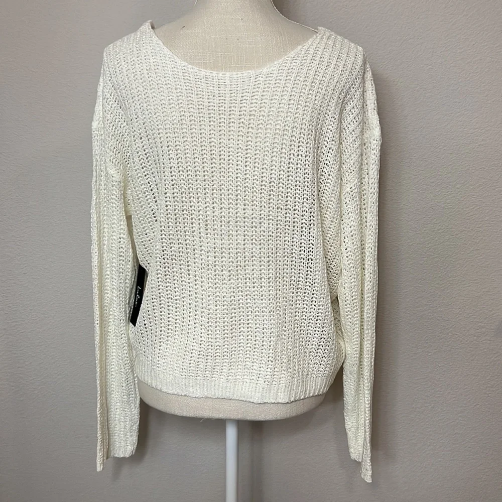 Lulus Born to Fly White Loose Knit Reversible Cropped Sweater - Picture 4 of 5